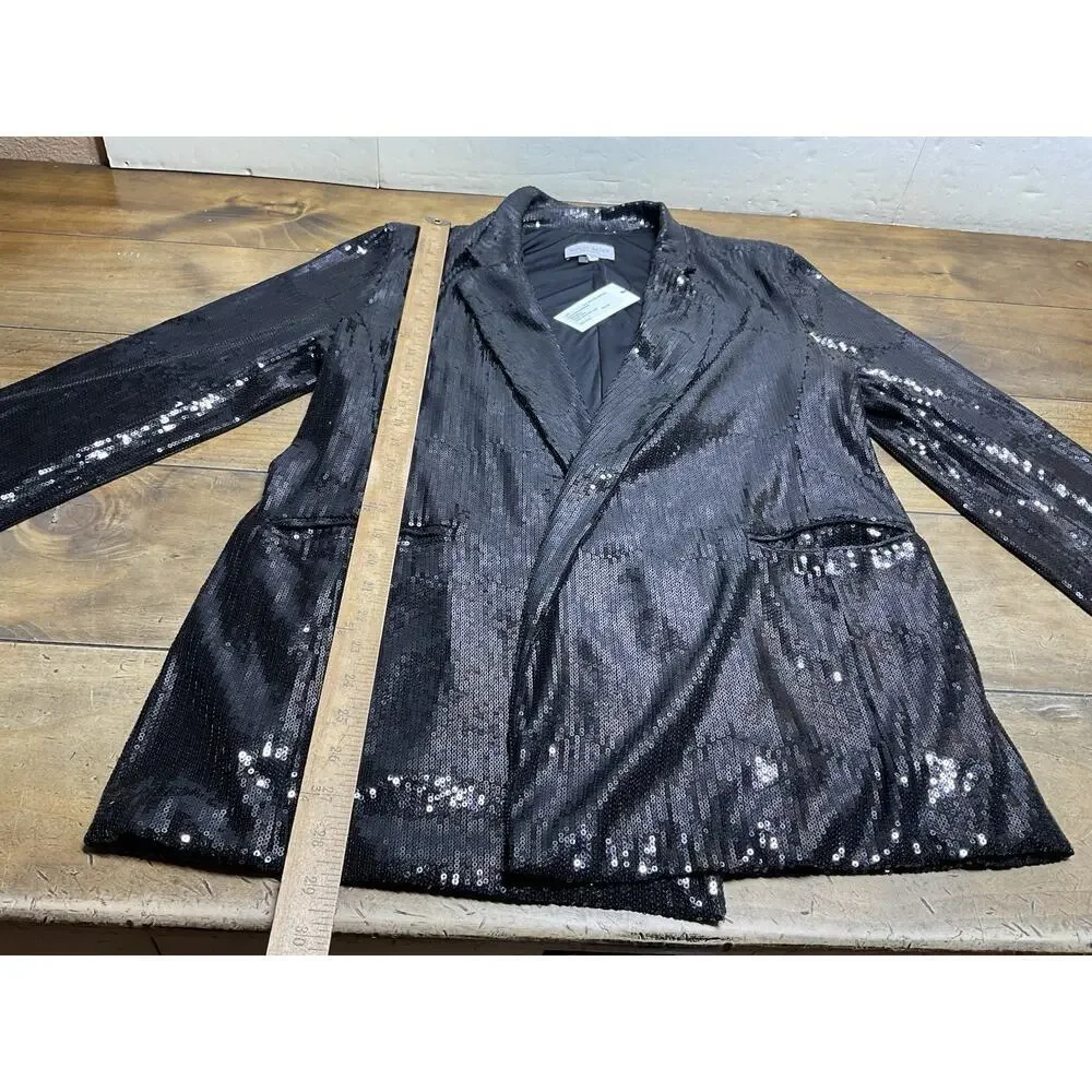 RIPLEY RADER Black Sequin Oversized Blazer Jacket Size 2 Small NWT